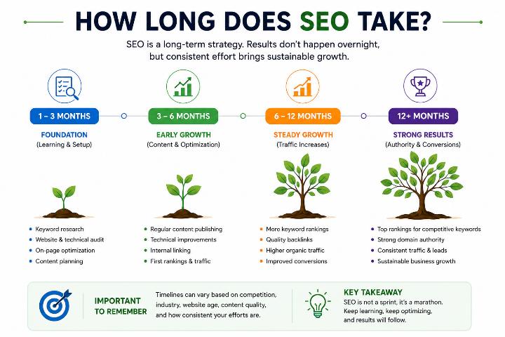 SEO timeline showing.