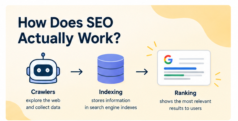 How SEO works – crawling, indexing and ranking process